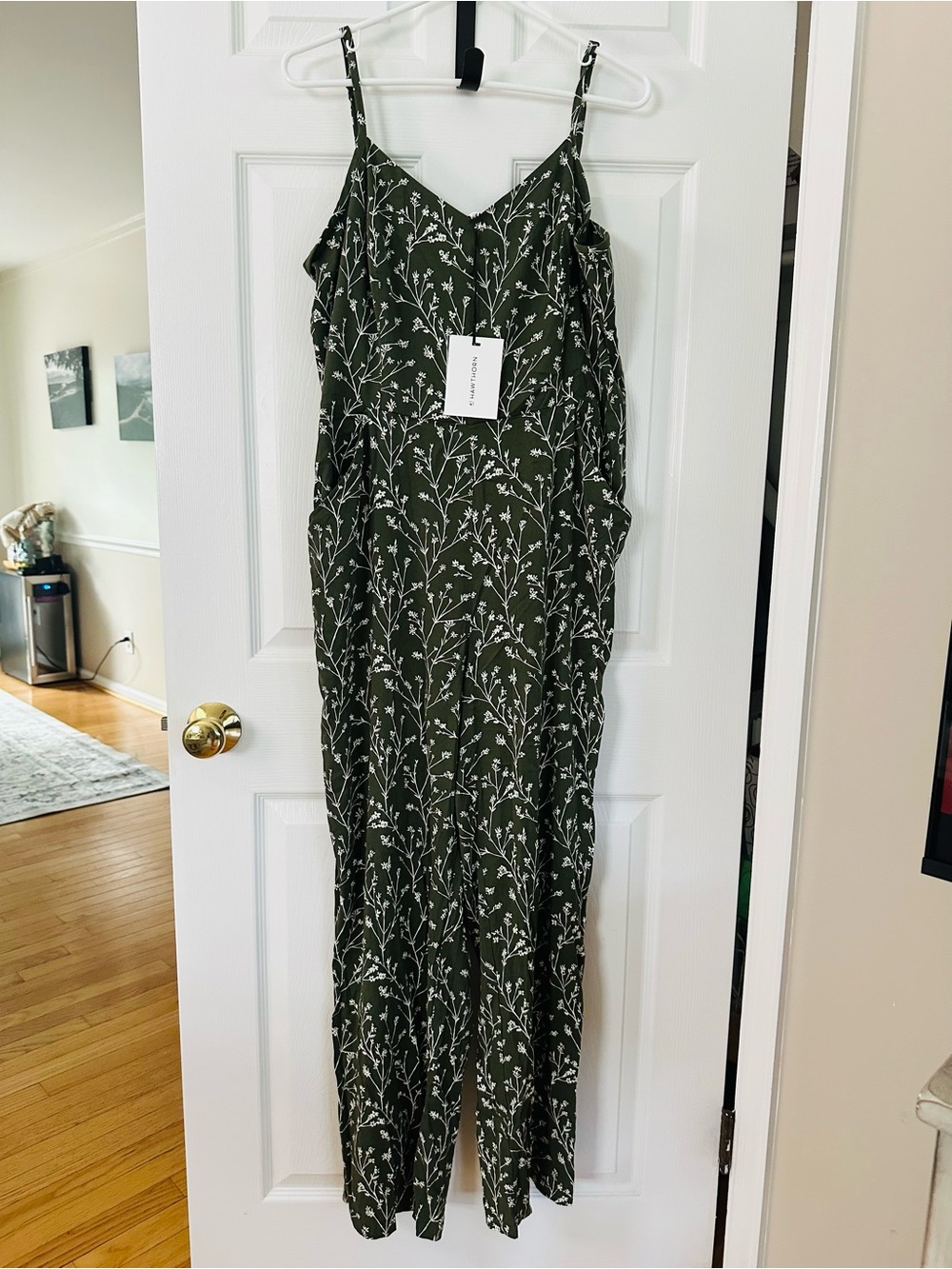 Olive Green Floral Jumpsuit